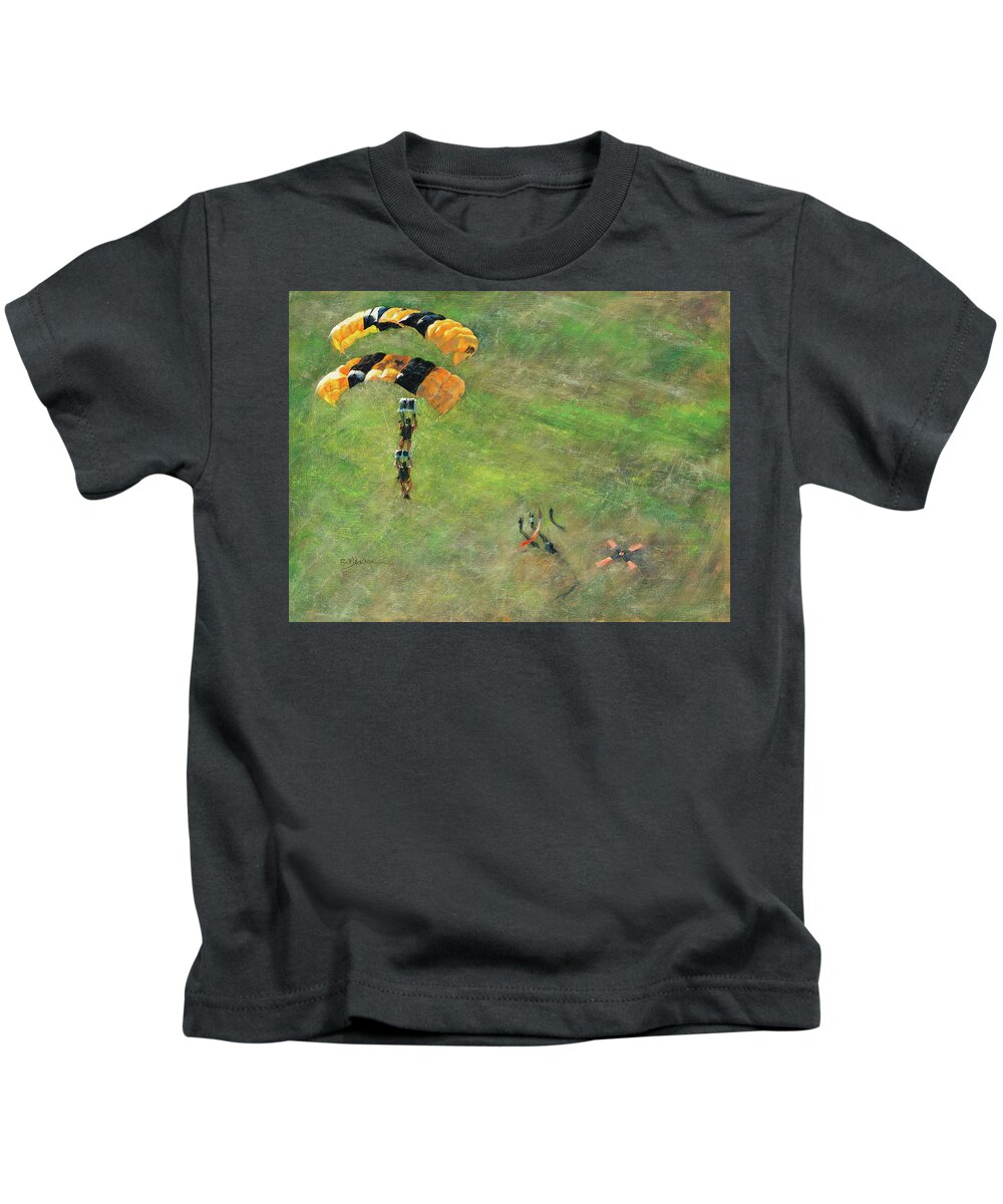 Golden Knights Kids T-Shirt featuring the painting Out Of The Gold by Bill Jackson