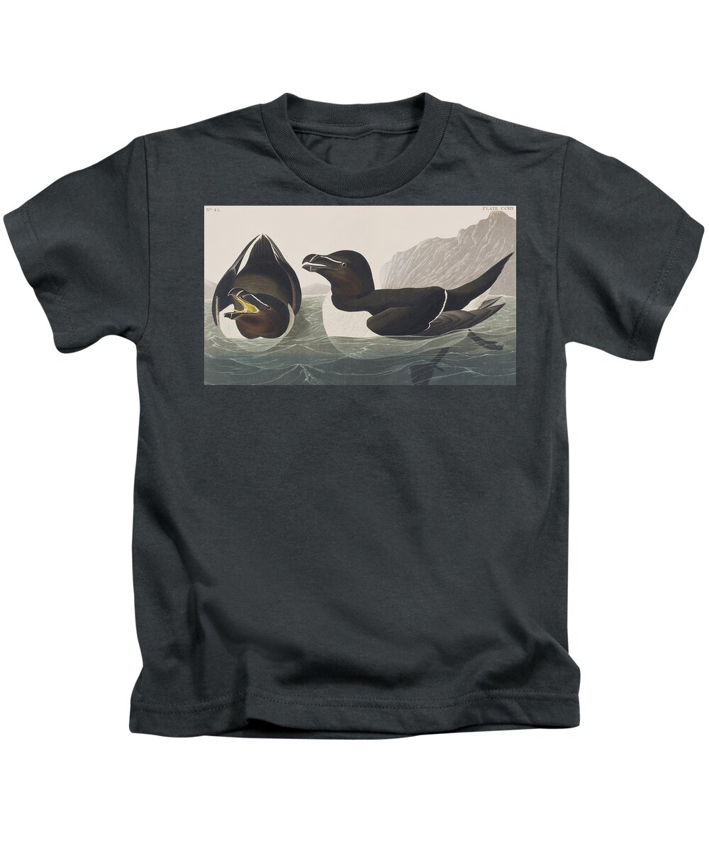 Plate 214 Kids T-Shirt featuring the painting Razor Bill by John James Audubon