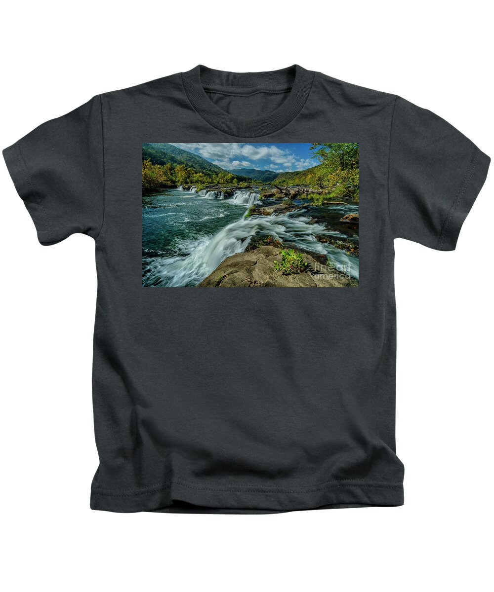 New River Gorge Kids T-Shirt featuring the photograph Sandstone Falls New River #1 by Thomas R Fletcher