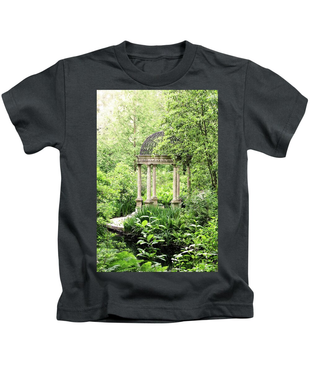 Gazebo Kids T-Shirt featuring the photograph Serenity Garden #1 by Trina Ansel