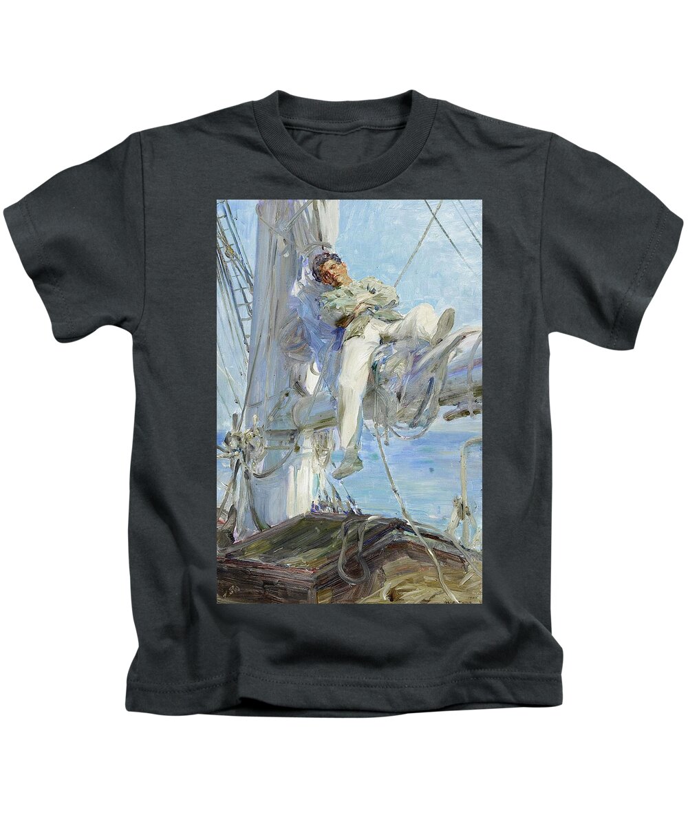 Sleeping Kids T-Shirt featuring the painting Sleeping Sailor by Henry Scott Tuke