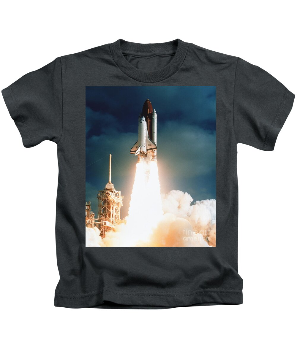 Space Telescopes Kids T-Shirt featuring the photograph Space Shuttle Launch by NASA Science Source