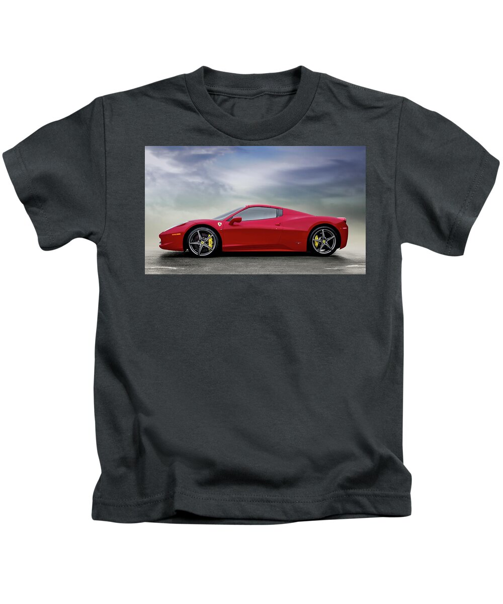Ferrari Kids T-Shirt featuring the digital art Spyder Red #2 by Douglas Pittman