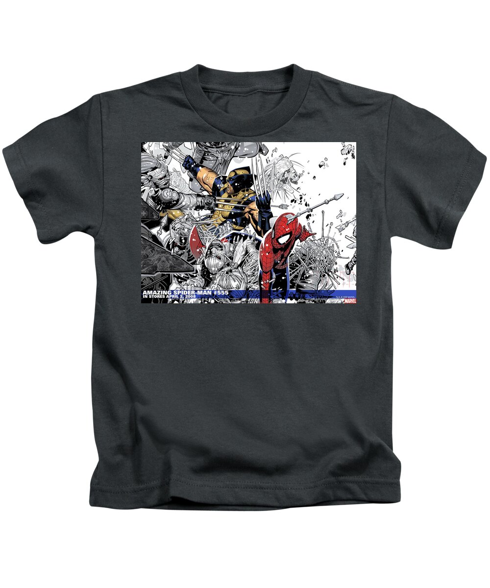 The Amazing Spider-man Kids T-Shirt featuring the digital art The Amazing Spider-Man #1 by Super Lovely