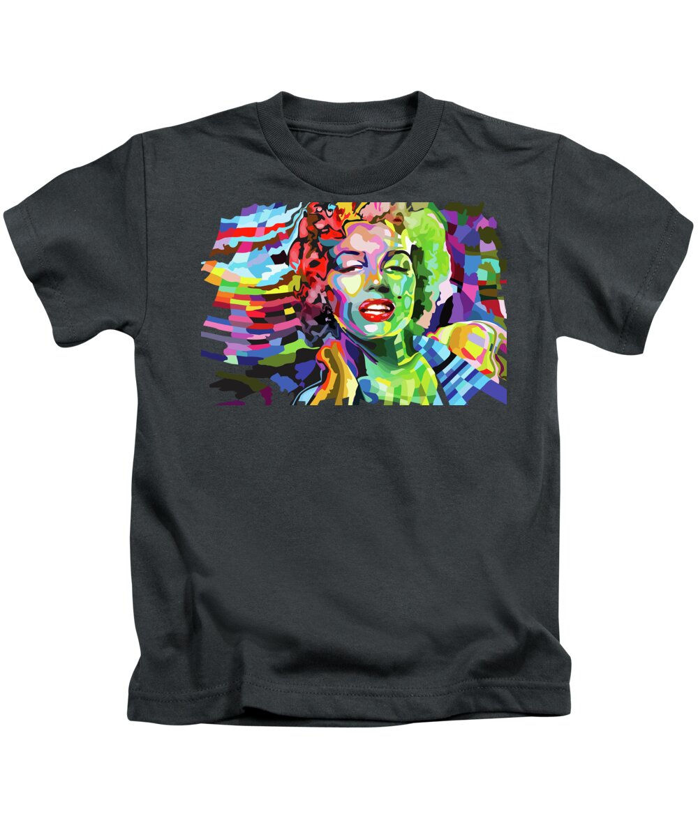 Norma Jean Kids T-Shirt featuring the painting The Timeless Norma Jean #1 by Anthony Mwangi