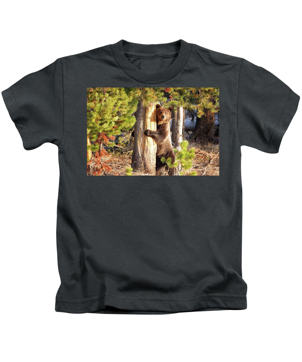 Grizzly Kids T-Shirt featuring the photograph Tree Hugger by Eilish Palmer