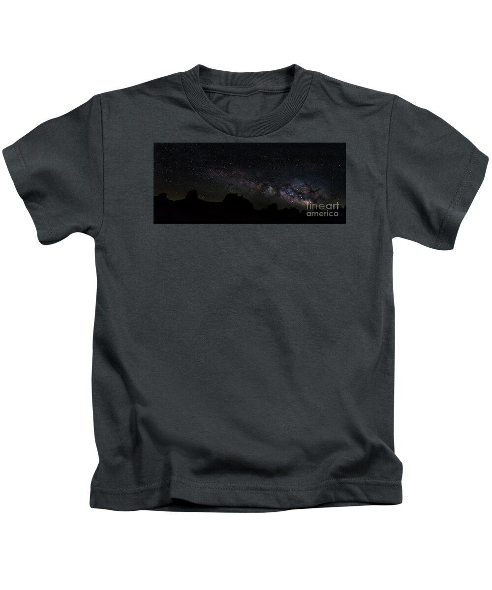 Trona Pinnacles Kids T-Shirt featuring the photograph Trona Pinnacles Milky Way #2 by Mark Jackson