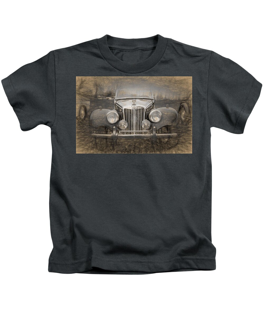 ''soft Top'' Kids T-Shirt featuring the digital art Vintage MG Sports Car #1 by Roy Pedersen