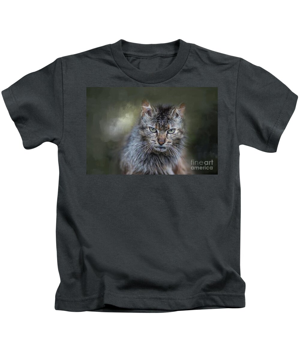 Wild Cat Kids T-Shirt featuring the photograph Wild Cat Portrait #2 by Eva Lechner