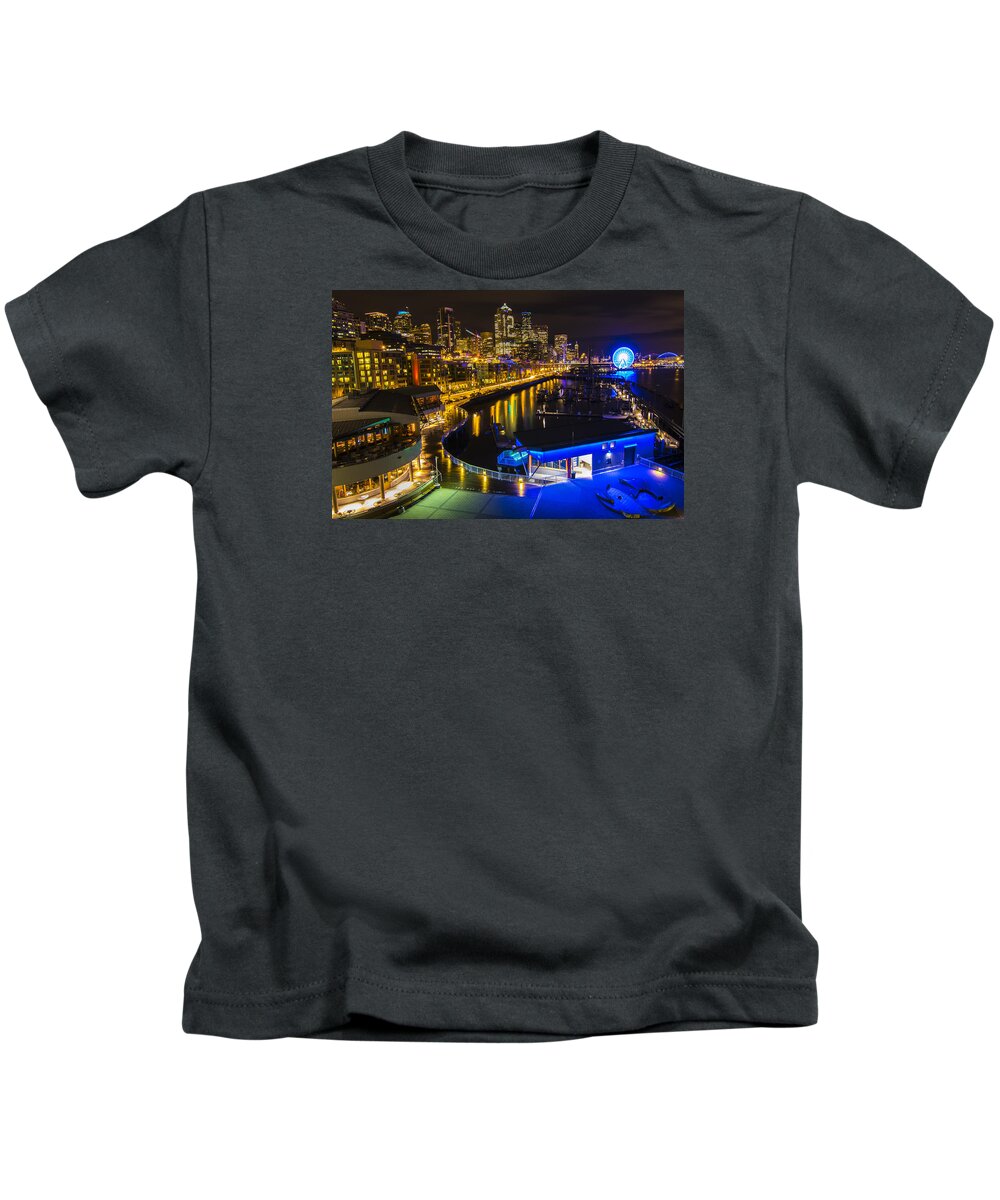 Seattle Kids T-Shirt featuring the photograph 12th Man On The Seattle Waterfront by Matt McDonald