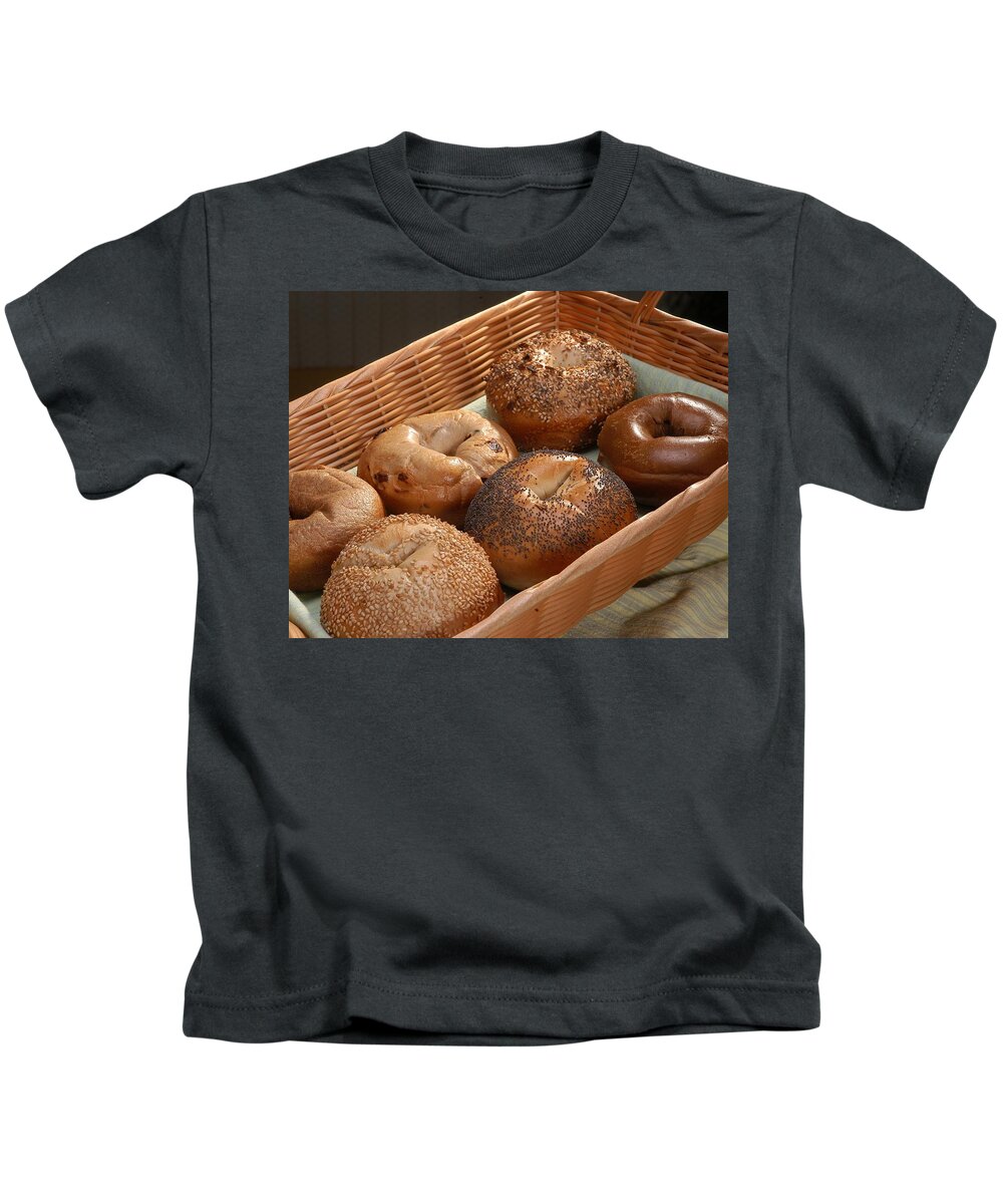 Bagel Kids T-Shirt featuring the digital art Bagel #2 by Super Lovely