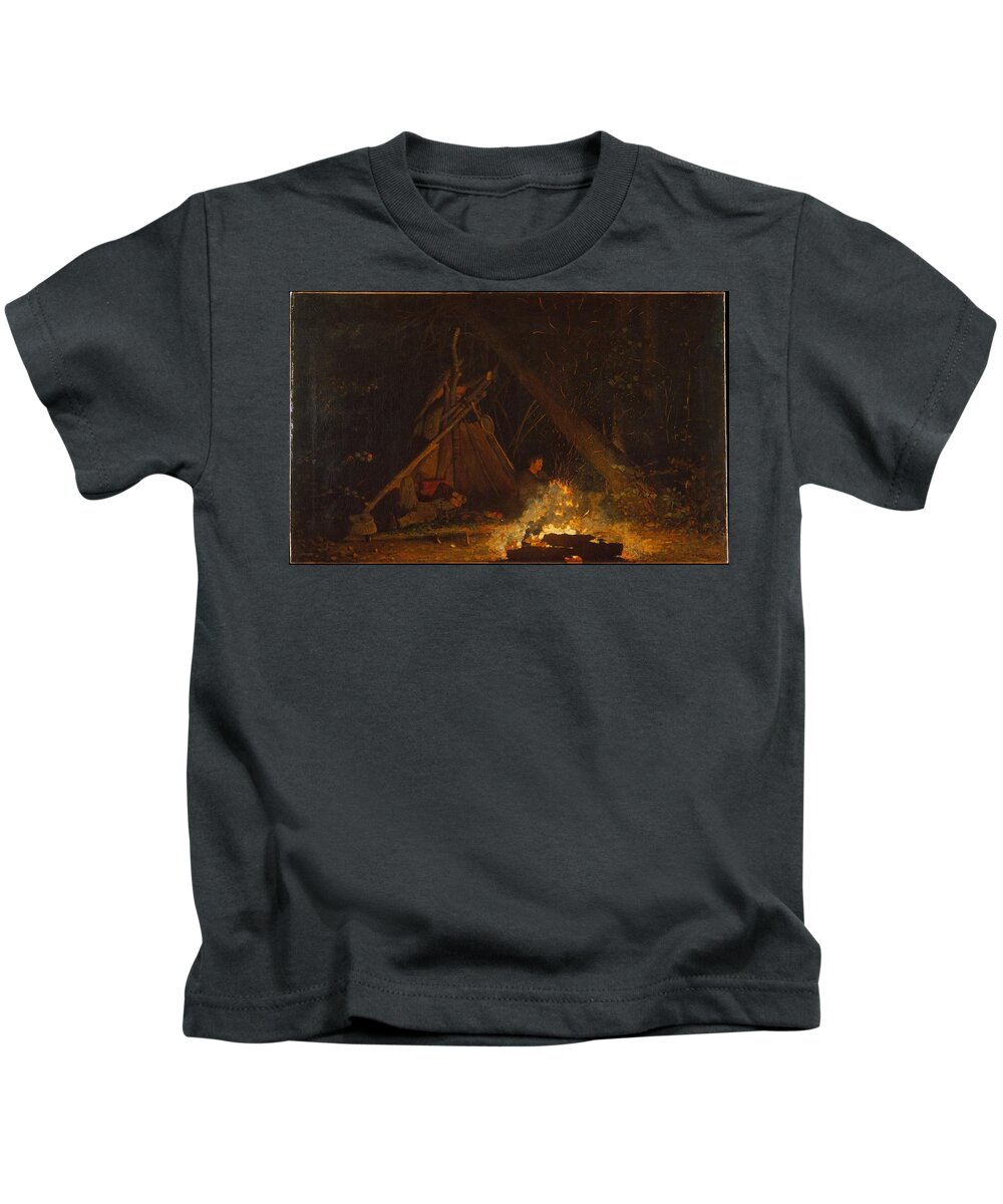 Camp Fire Kids T-Shirt featuring the painting Camp Fire #2 by MotionAge Designs