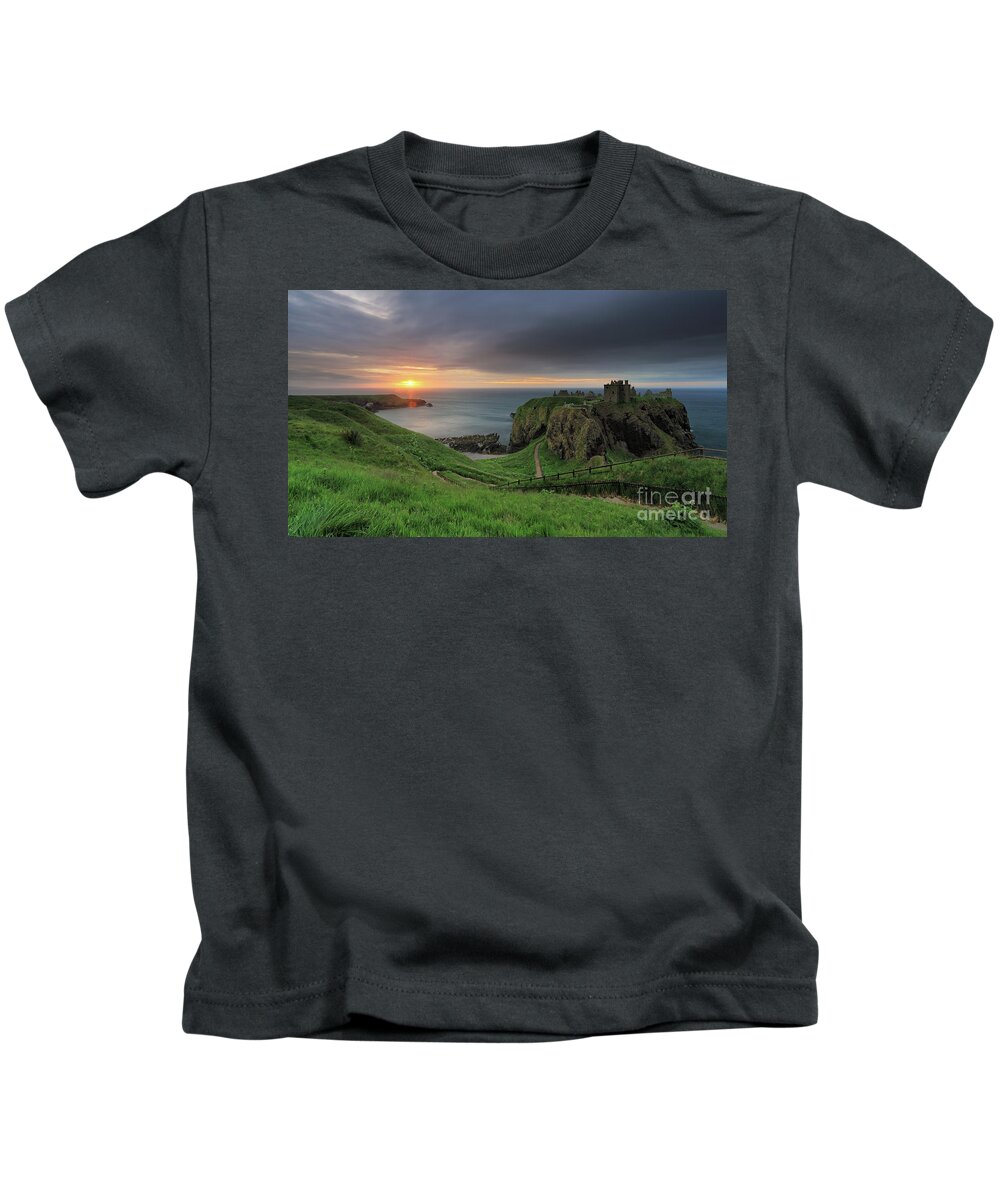 Dunnottar Castle Kids T-Shirt featuring the photograph Dunnottar Castle at Sunrise #2 by Maria Gaellman