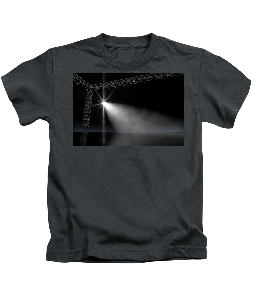 Music Kids T-Shirt featuring the digital art Empty Stage Spotlit #2 by Allan Swart