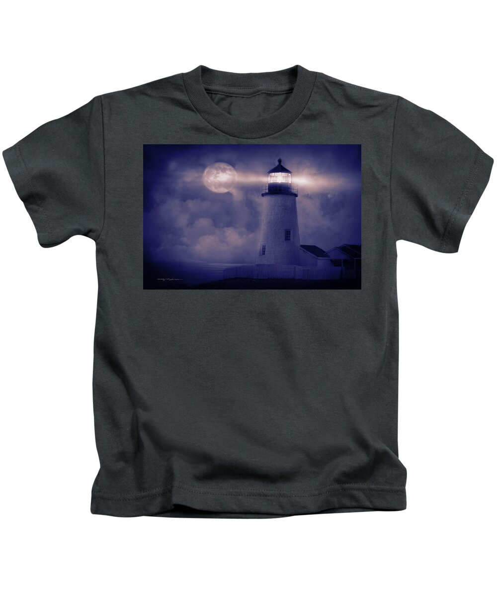 Maine Kids T-Shirt featuring the photograph Guiding Lights #2 by George Robinson