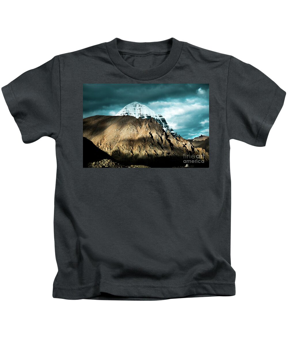 Tibet Kids T-Shirt featuring the photograph Holy Kailas East slop Himalayas Tibet Yantra.lv #2 by Raimond Klavins