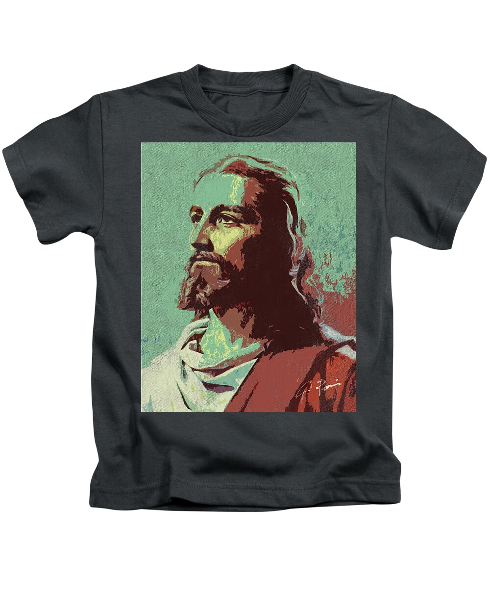 Jesus Kids T-Shirt featuring the digital art Jesus #2 by Charlie Roman