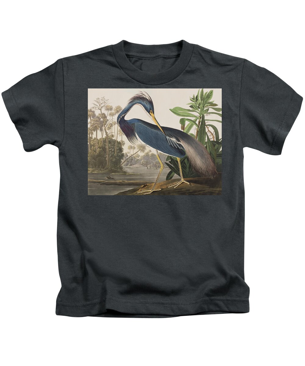 Louisiana Heron Kids T-Shirt featuring the painting Louisiana Heron by John James Audubon