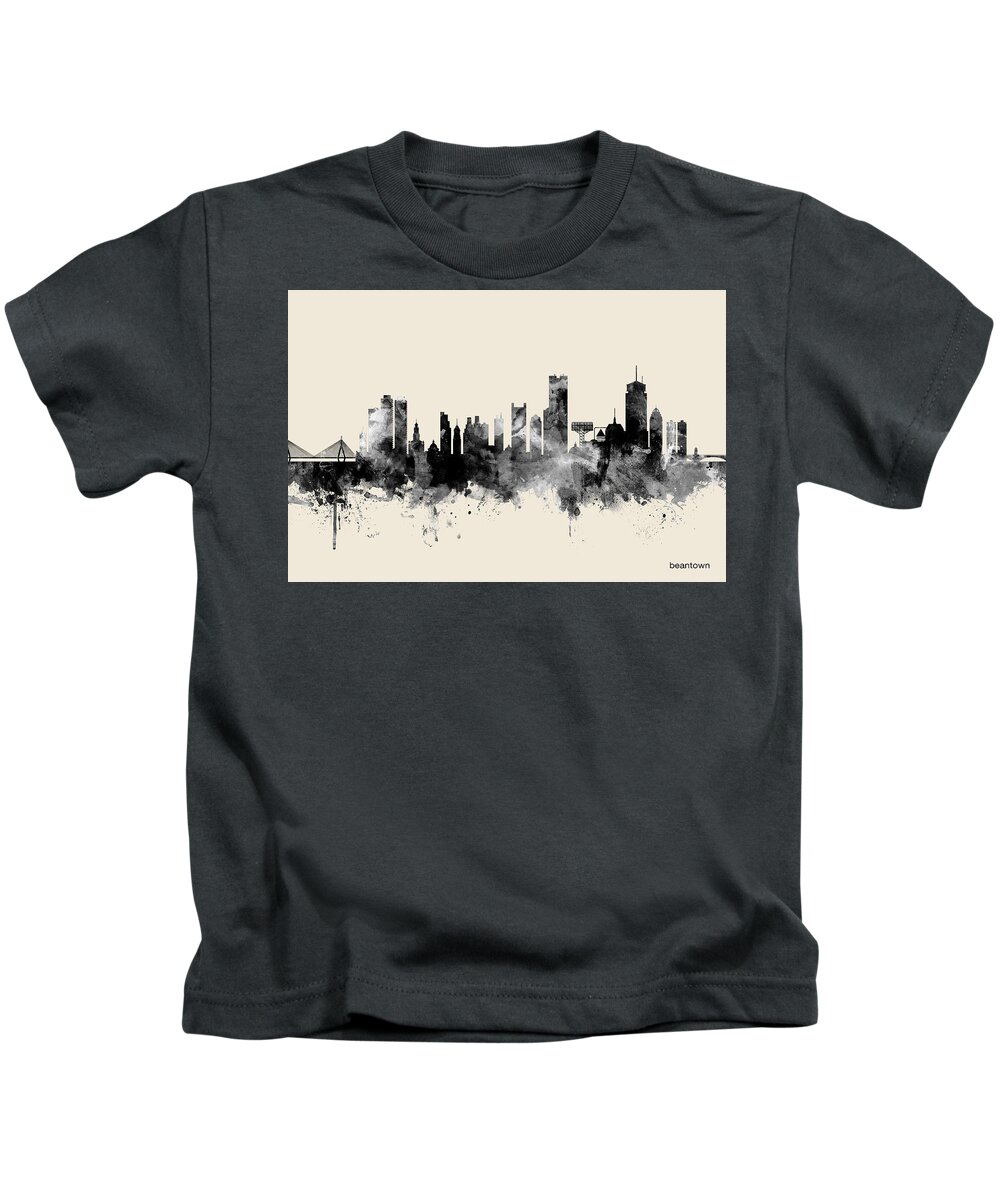 Boston Kids T-Shirt featuring the digital art Boston Massachusetts Skyline #23 by Michael Tompsett