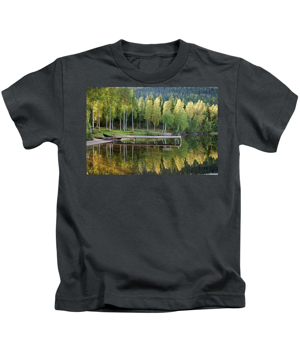 Birches Kids T-Shirt featuring the photograph Birches and Reflection #4 by Aivar Mikko