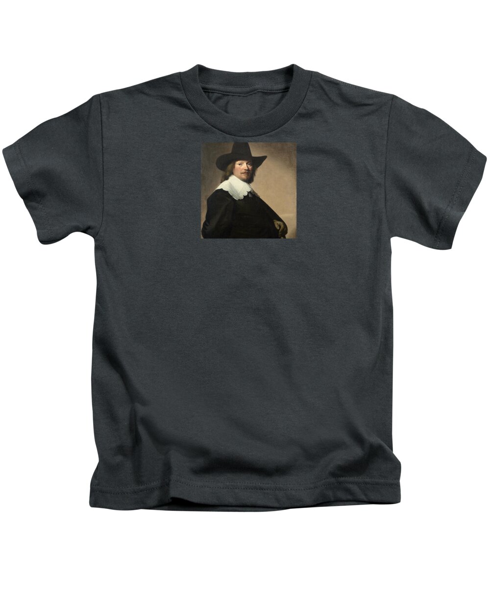 Johannes Cornelisz. Verspronck (haarlem Circa 1606-1662) Portrait Of A Gentleman Kids T-Shirt featuring the painting Portrait of a gentleman #34 by MotionAge Designs