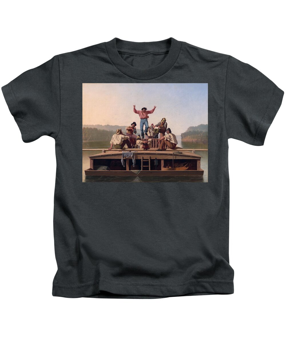Art Kids T-Shirt featuring the painting The Jolly Flatboatmen #4 by George Caleb Bingham
