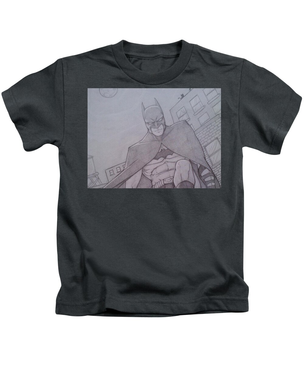 Batman Kids T-Shirt featuring the digital art Batman #47 by Super Lovely