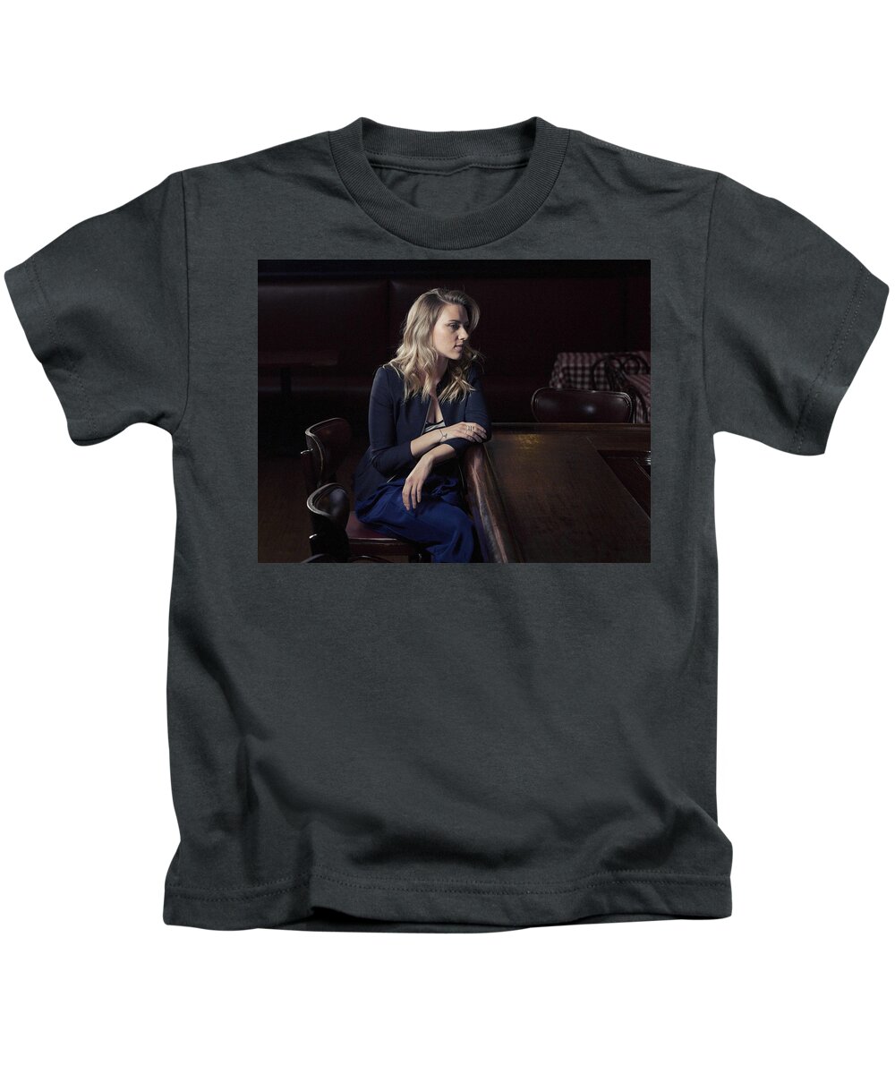 Scarlett Johansson Kids T-Shirt featuring the photograph Scarlett Johansson #49 by Mariel Mcmeeking