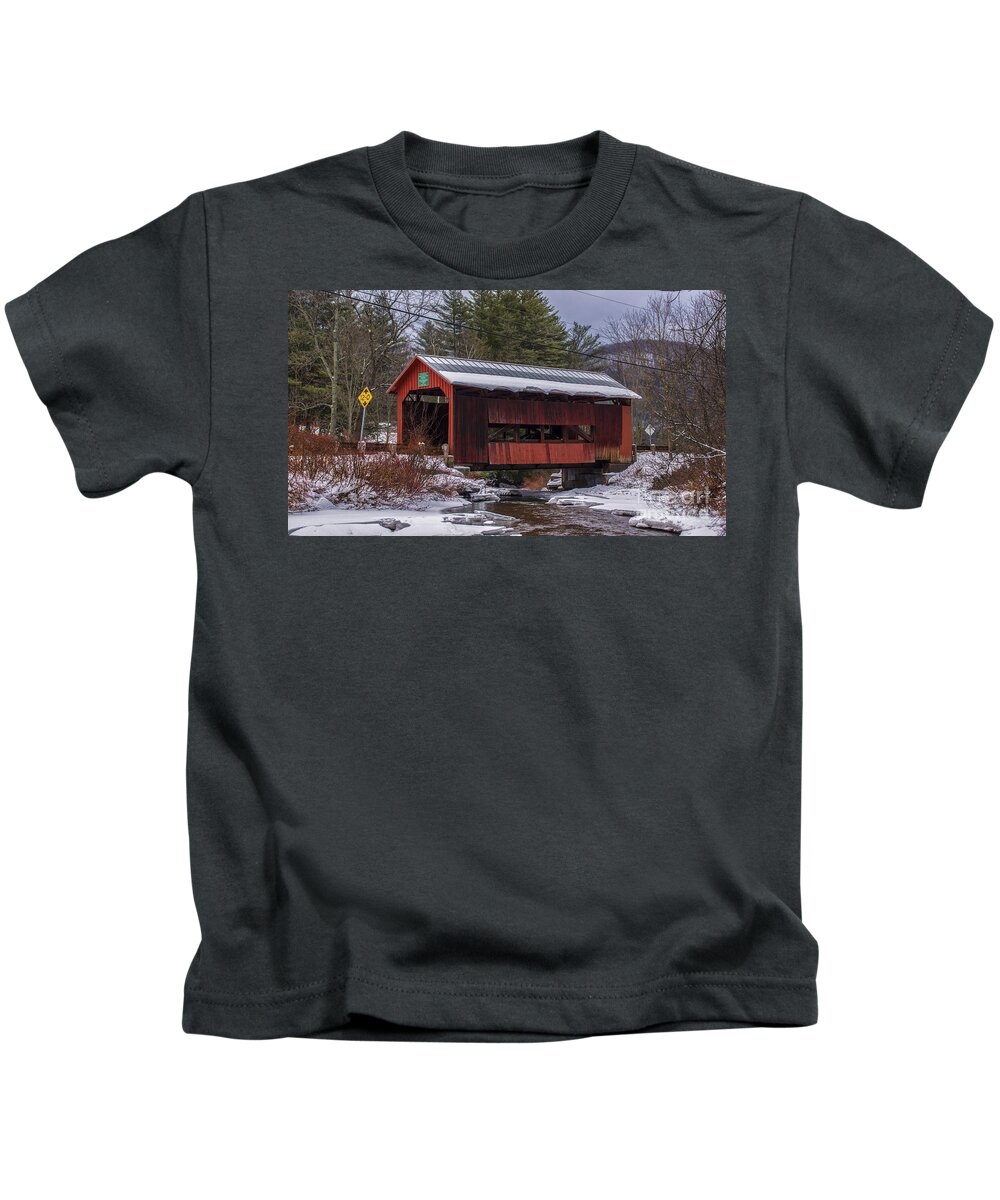 Green River Covered Bridge Kids T-Shirt featuring the photograph Green River Covered Bridge #3 by Scenic Vermont Photography