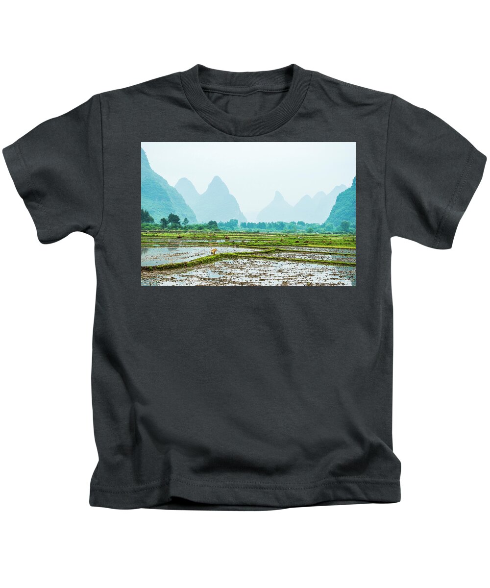 The Beautiful Karst Rural Scenery In Spring Kids T-Shirt featuring the photograph Karst rural scenery in spring #52 by Carl Ning
