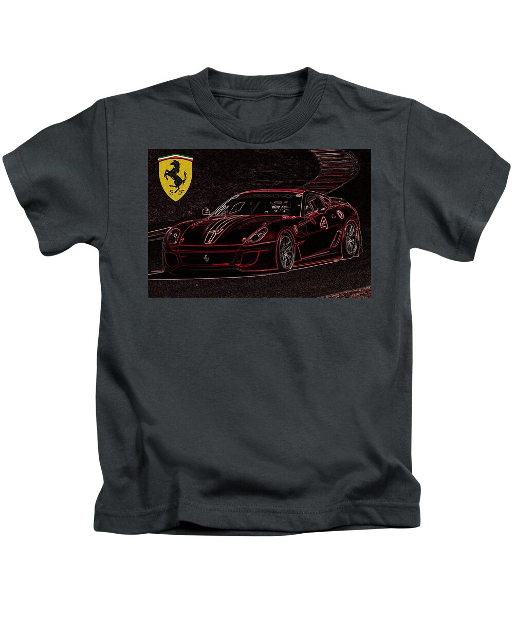 Ferrari Kids T-Shirt featuring the drawing 599XX art by Darrell Foster