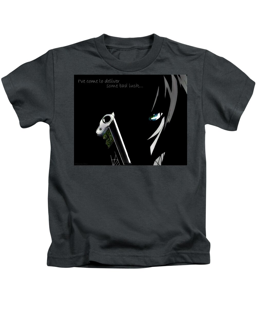 Black Cat Kids T-Shirt featuring the digital art Black Cat #6 by Maye Loeser