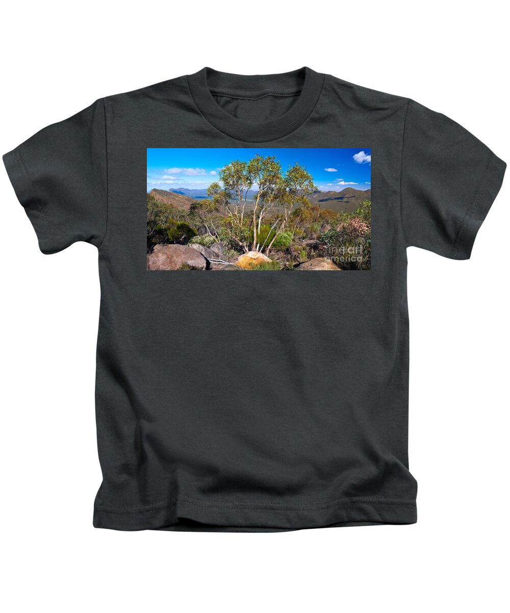 Wilpena Pound Flinders Ranges Outback Landscape Landscapes South Australia Australian Gum Tree Panorama Pano Kids T-Shirt featuring the photograph Wilpena Pound #6 by Bill Robinson