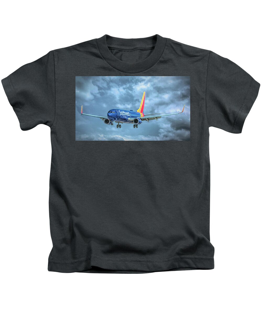 737 Kids T-Shirt featuring the photograph 737 by Guy Whiteley