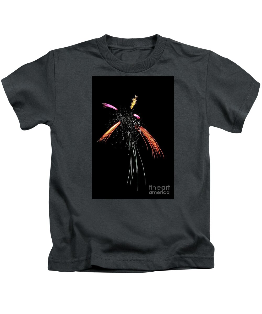 Fireworks Firework Pyrotechnic 4th July Color Colors Colorful Fire Works Kids T-Shirt featuring the photograph A Dance of Light 4871 by Ken DePue