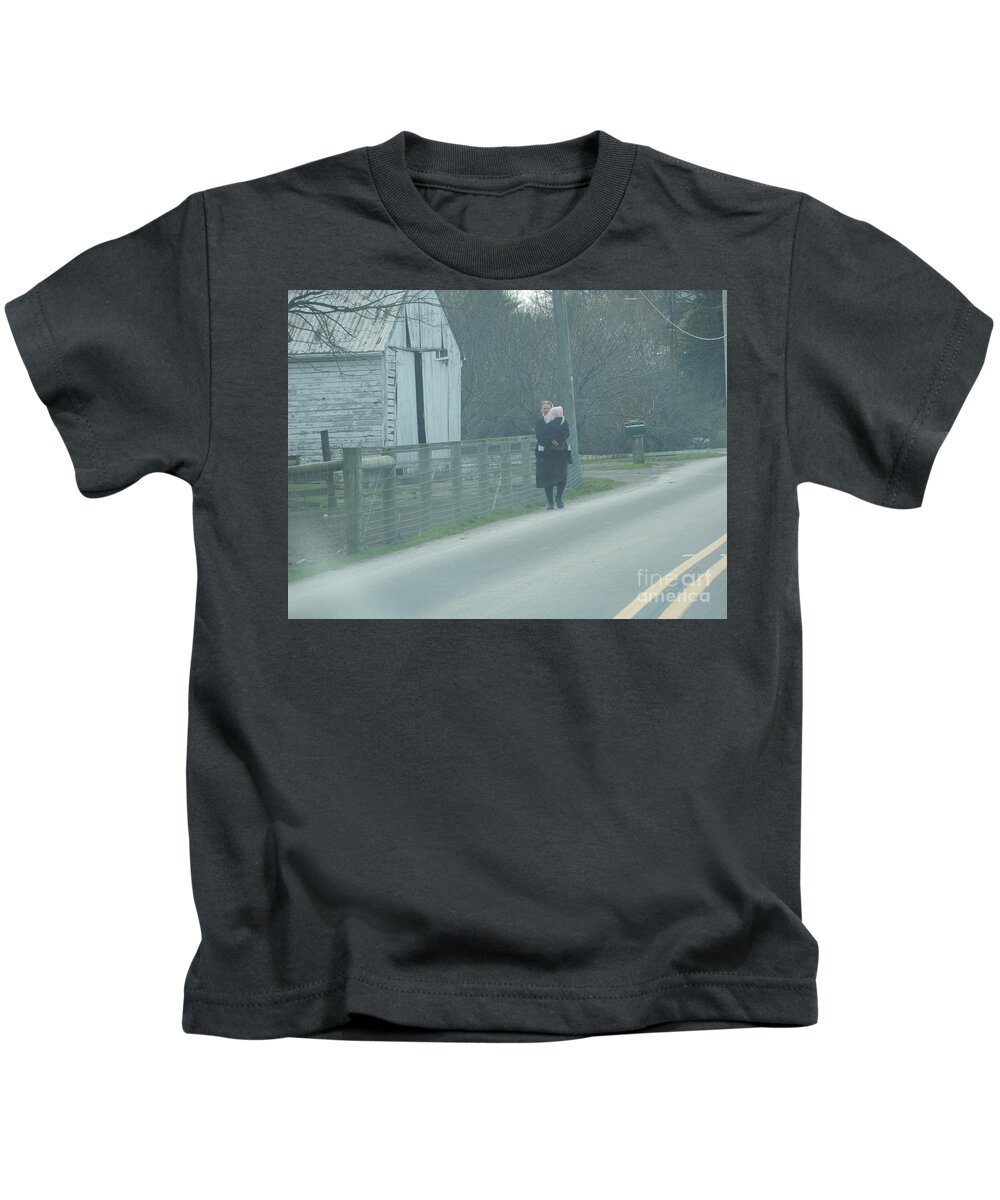 Amish Kids T-Shirt featuring the photograph A Long Day by Christine Clark