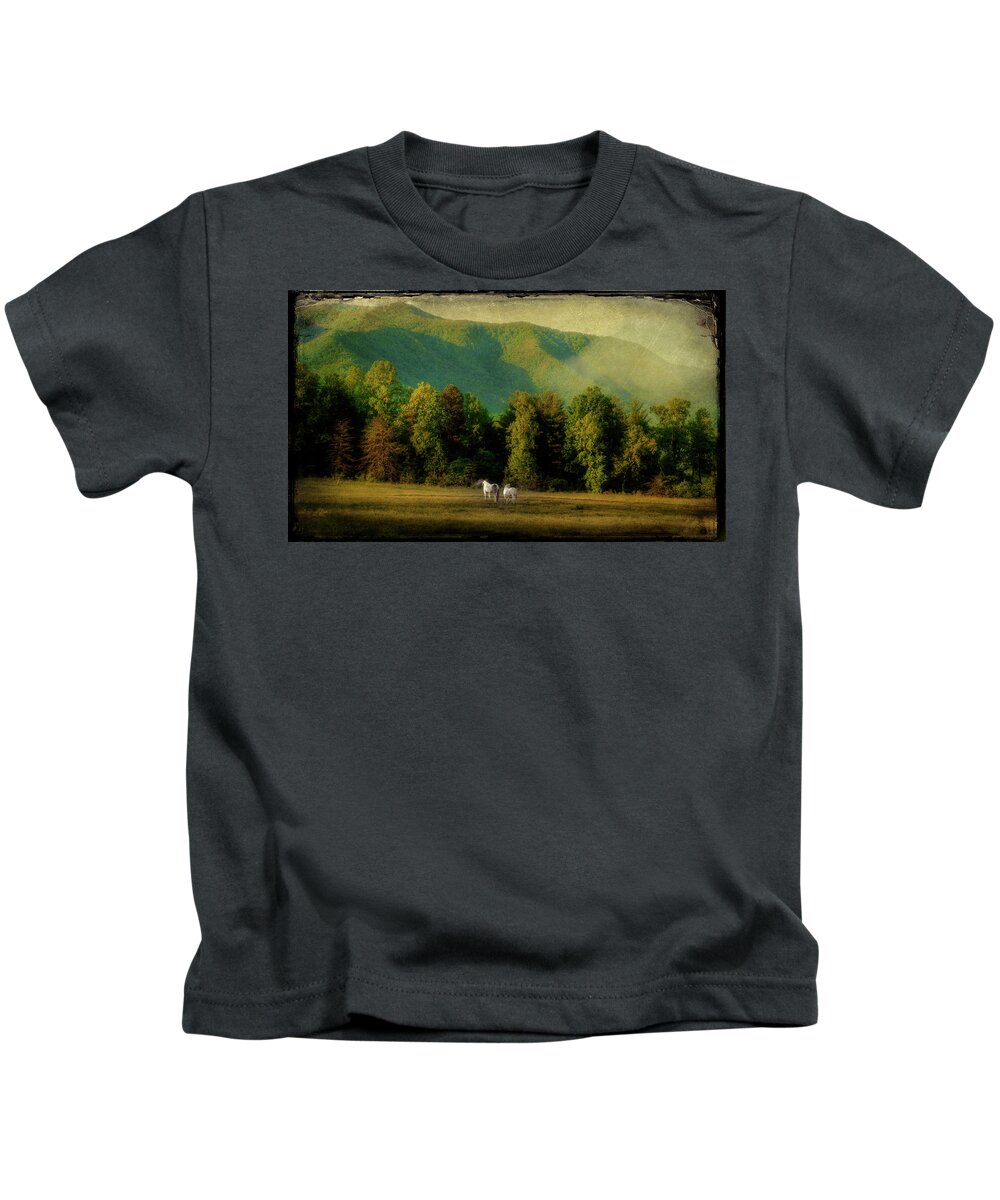 Cades Cove Kids T-Shirt featuring the photograph A Pair by Mike Eingle