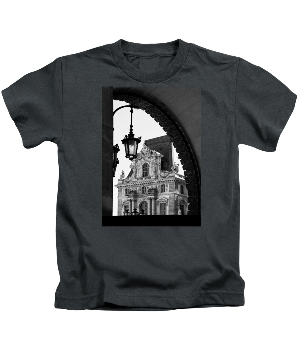 Louvre Kids T-Shirt featuring the photograph A Peak to The Louvre by Denise Dube