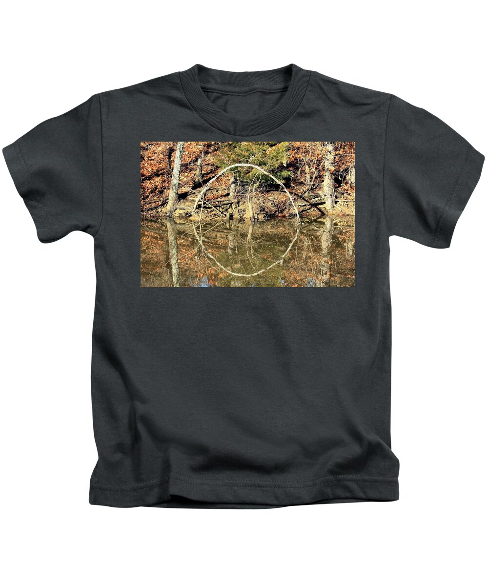 Closeup Kids T-Shirt featuring the photograph A Ring on the Pond in Fall by Sheila Brown