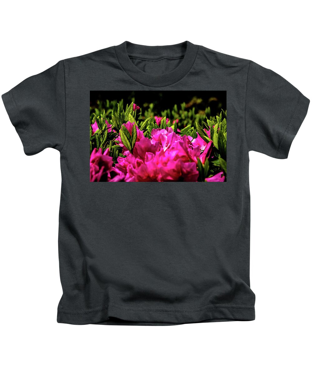 Flowers Kids T-Shirt featuring the digital art A Sea of Pink by Ed Stines