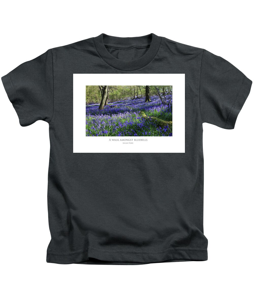  Kids T-Shirt featuring the digital art A walk amongst bluebells by Julian Perry