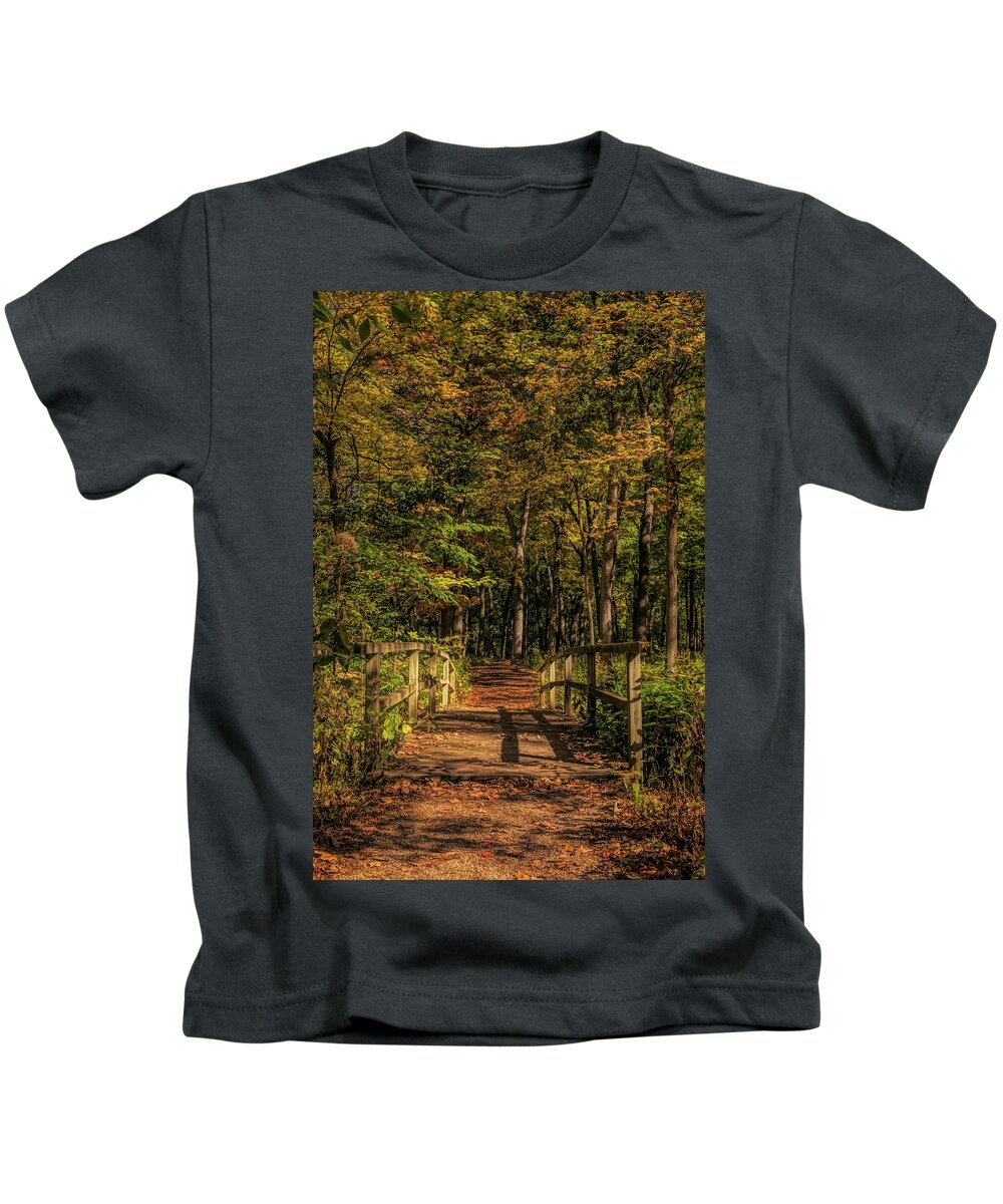 Autumn Kids T-Shirt featuring the photograph A Walk In The Woods by Ken Mickel