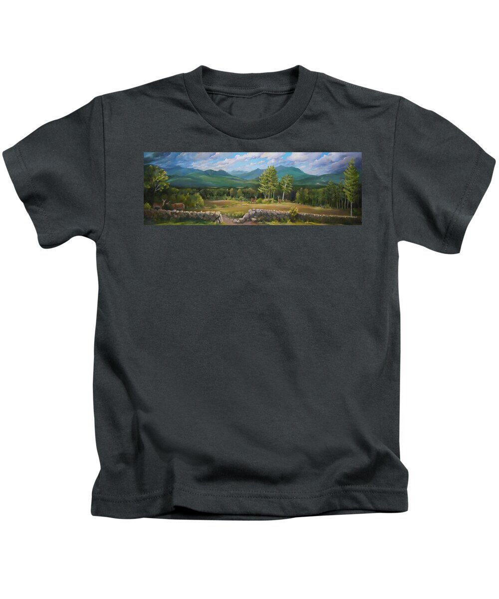 White Mountain Art Kids T-Shirt featuring the painting A White Mountain View by Nancy Griswold
