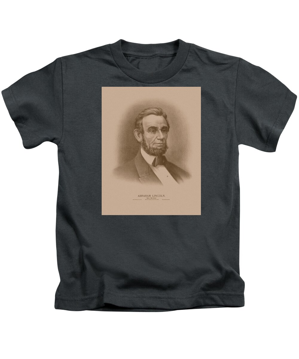 Abraham Lincoln Kids T-Shirt featuring the drawing Abraham Lincoln - Savior Of His Country by War Is Hell Store
