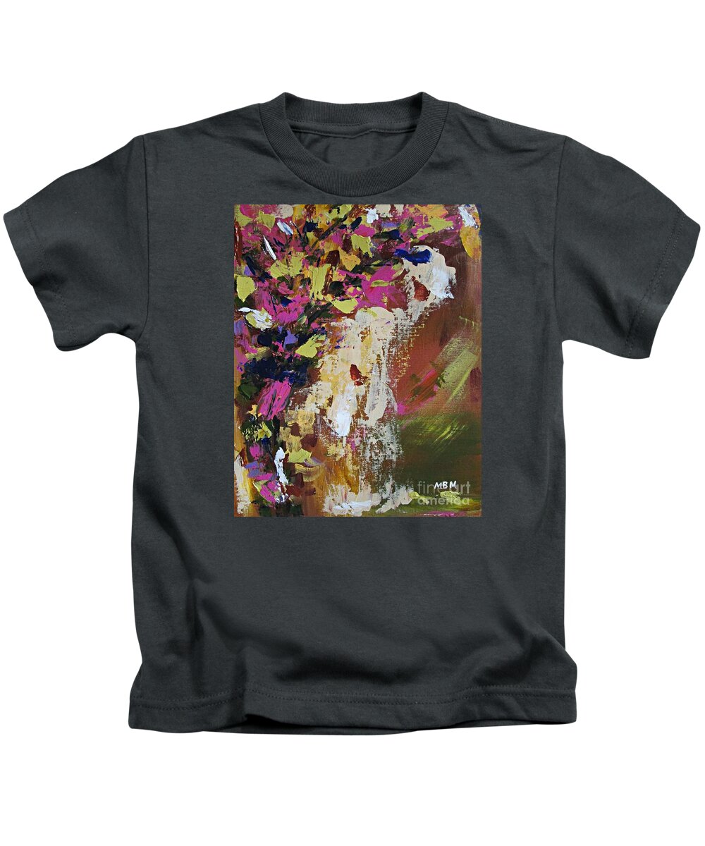 Abstract Kids T-Shirt featuring the painting Abstract Floral Study by Mary Mirabal