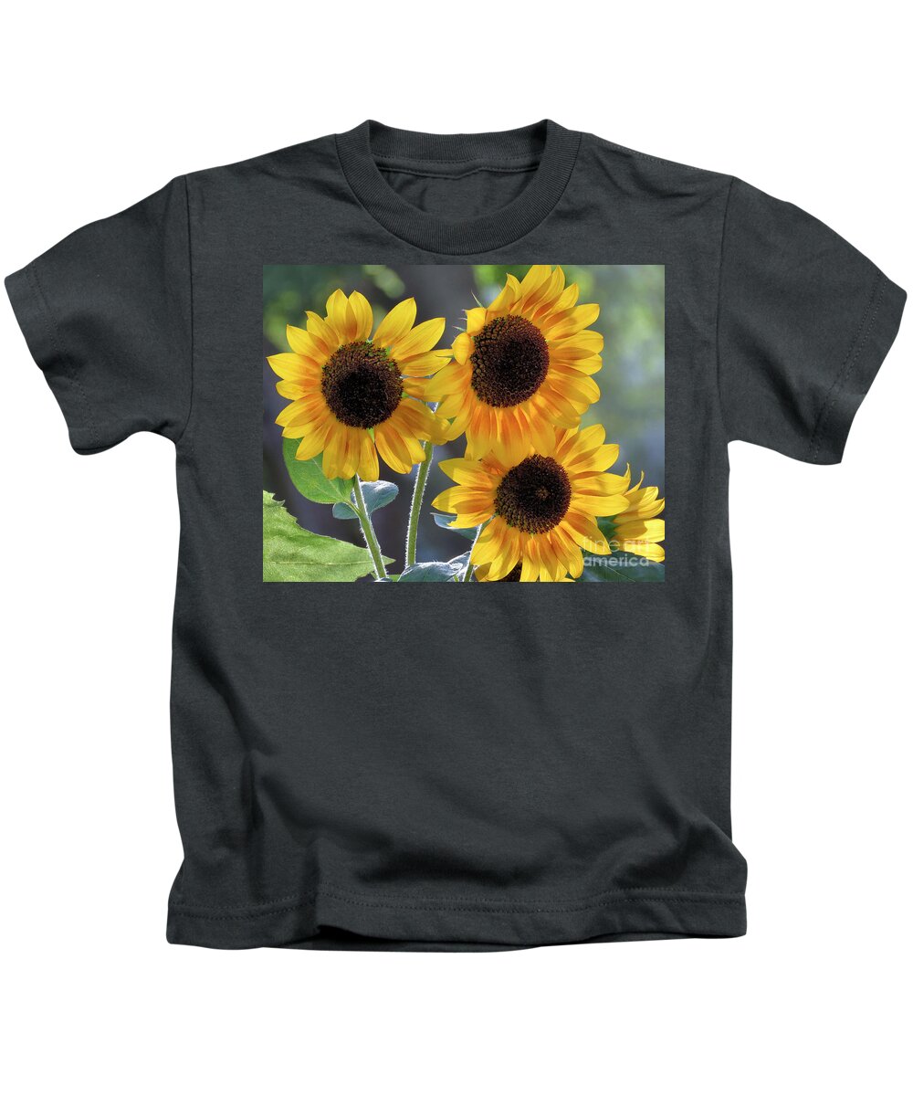 Sunflowers Kids T-Shirt featuring the photograph Adoration Loyalty and Longevity by Janice Drew