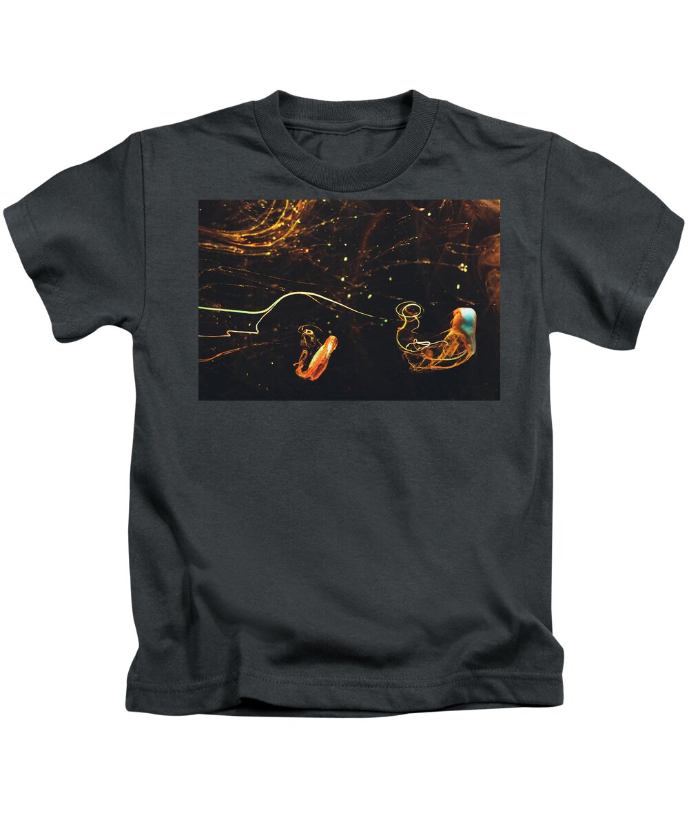 Abstract Kids T-Shirt featuring the photograph After Midnight - Abstract Photography - Paint Pouring Art by Modern Abstract