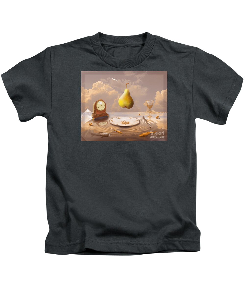 Surrealism Kids T-Shirt featuring the drawing Afternoon tea by Alexa Szlavics