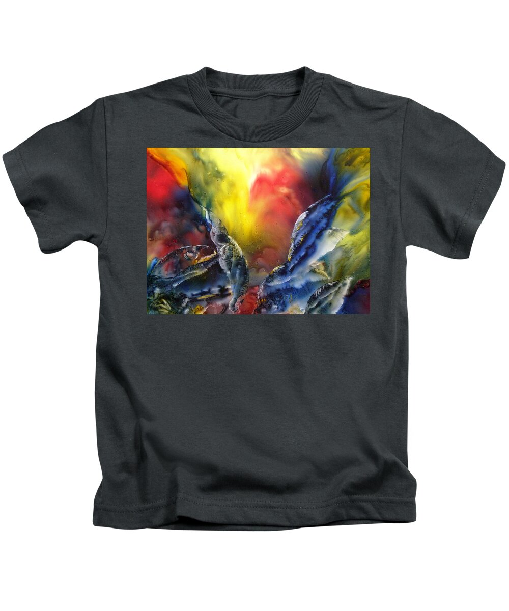 Fish Kids T-Shirt featuring the painting Against the Current by Janice Nabors Raiteri