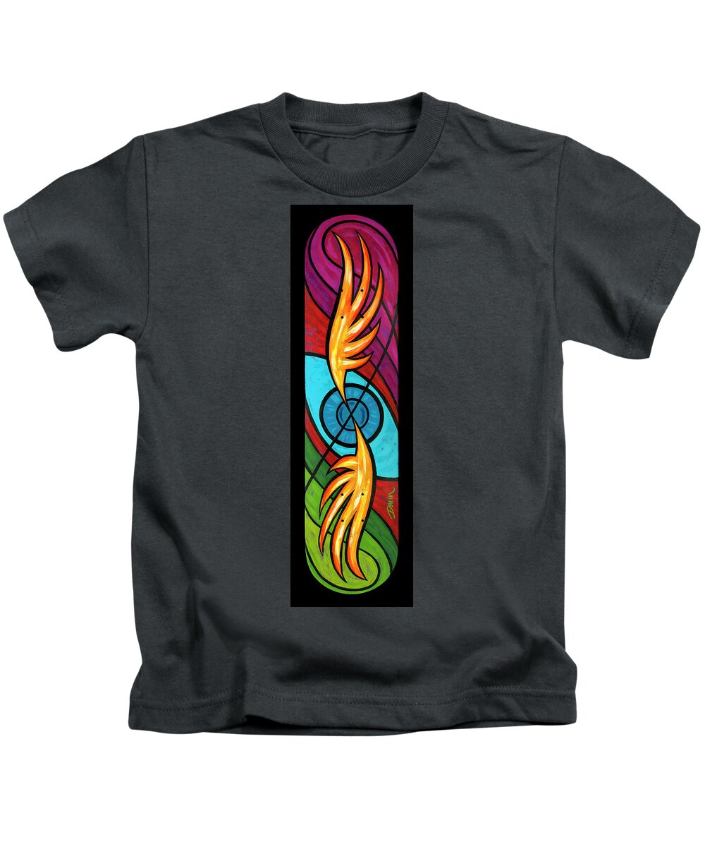 Skateboard Kids T-Shirt featuring the painting Airborne by Darin Jones